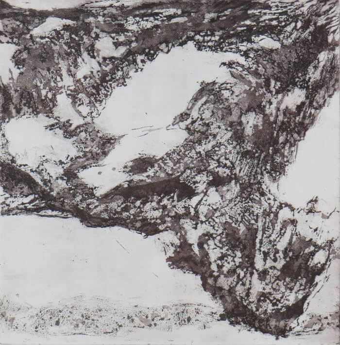 fossile céleste-gravure02-aquatinte au sucre sur zinc - 40 x 40 tirée du BFK rives 65 x 50-2009© Corinne Leforestier