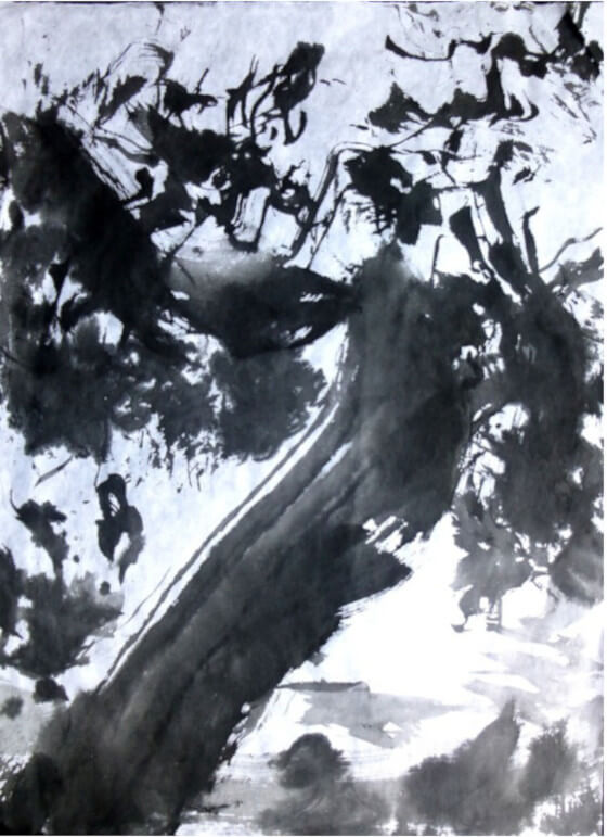 les horizons X - encre de chine marouflée sur papier bambou 37 x 45 © Corinne Leforestier
