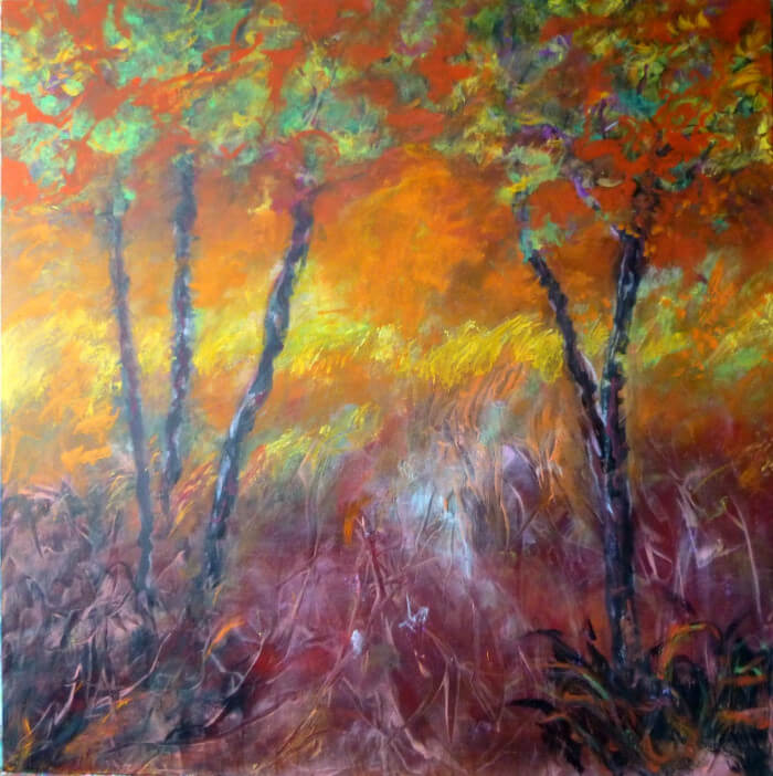 la chaleur-technique mixte sur toile -100 x 100-2013© Corinne Leforestier