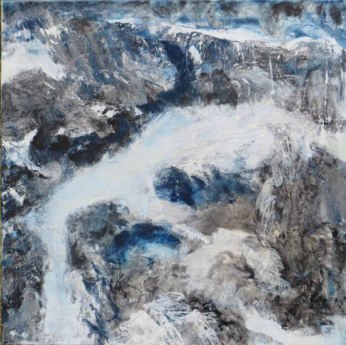 le glacier-technique mixte sur toile -50 x 50 -2015© Corinne Leforestier