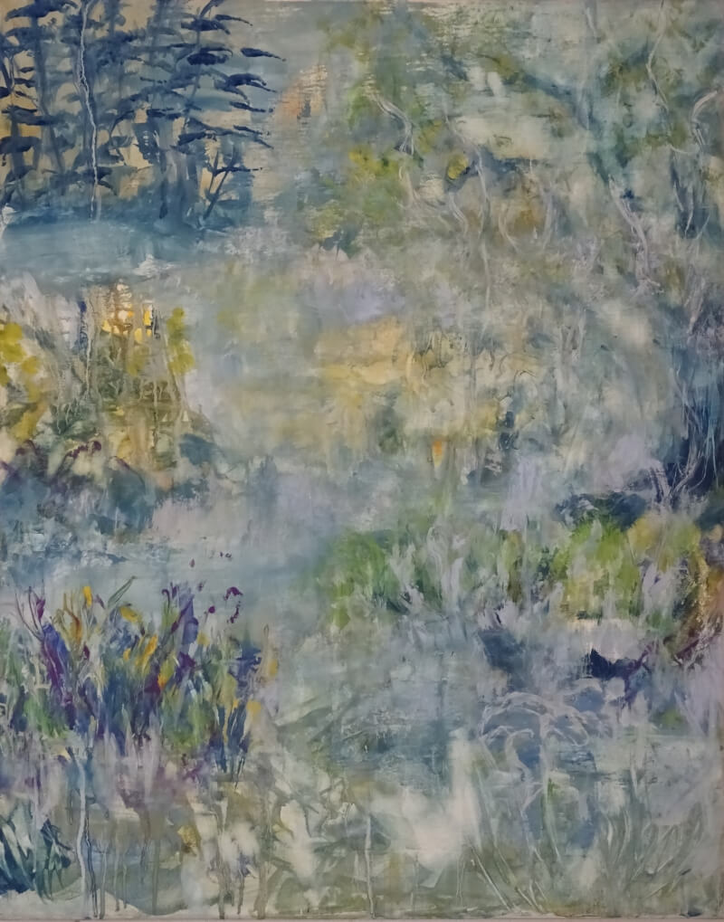 2024_peinture_au fil de leau_technique mixte sur toile_90x70_corinne leforestier