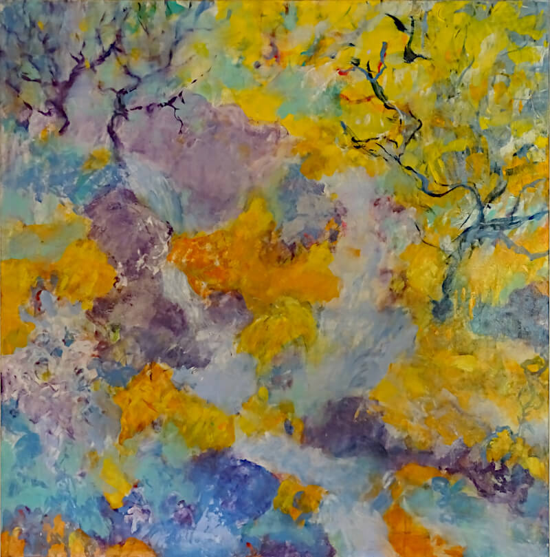 2024_peinture_les ruisseaux_technique mixte sur toile_100x100_corinne leforestier