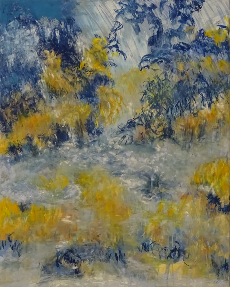 2024_peinture_sous la pluie_technique mixte sur toile_90x73_corinne leforestier
