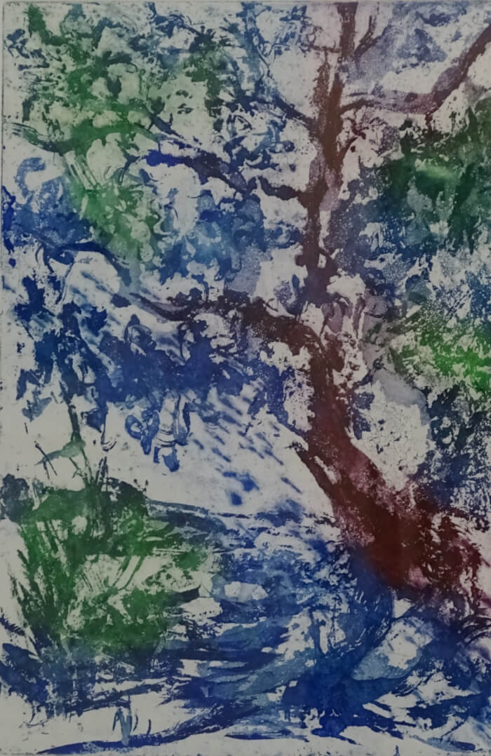 Sous le chene ecart du monde_gravure_30 x 20_corinne leforestier